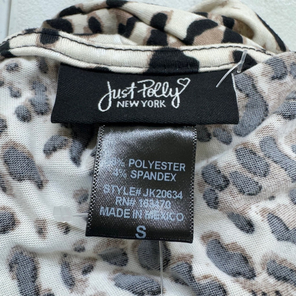 Women's Just Polly Top Size S Brown Animal Print Long Sleeve NWT - Picture 4 of 6